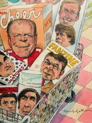 Sandy Huffaker (1943-2020) Funny Mixed Media – 1970’s Political Figures Parodies