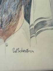 Vintage original Sol Schreibman Jewish Rabbi Man watercolor painting portrait