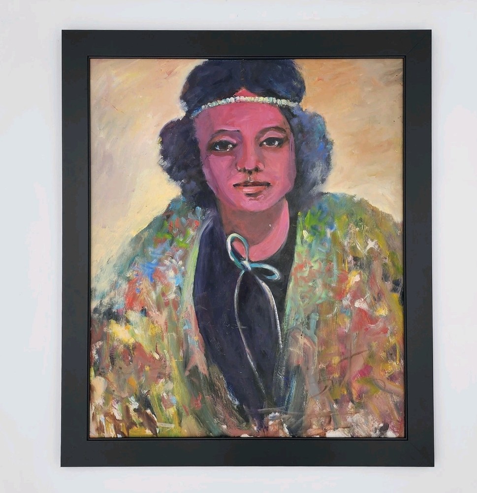 Original Oil Portrait Painting Woman Expressionist Impressionist Art 20×24 Frame