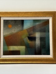Mid Century Painting Abstract Gordon Barr California Modernist 1960’s Cubism