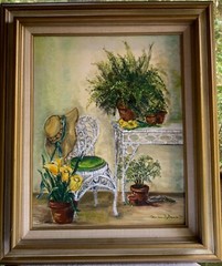 Vintage Original Oil Painting Signed Frances B. Brewer ’75 Southern Parlor Scene