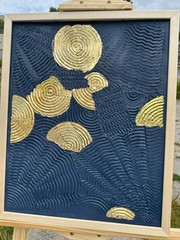 “Golden Currents” – Original Abstract Acrylic Painting 19.7 x 15.7 in | Textured