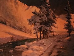 Russian Artist Ivan Nicoletzky Snowy Painting Red Sunset Mountains in the Snow