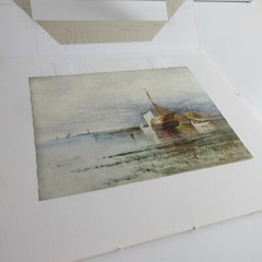 Antique EDWARD TAYLOR SNOW AMERICAN 1844-1913 „Sailboats in an Inlet“ Painting