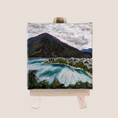 Acrylic Canvas Painting Mini Original Volcano 4″X4″ Guatemala, Ksuestudio