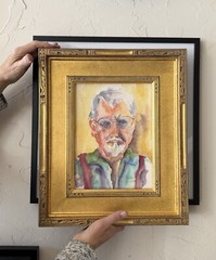 Original Watercolor Portrait Painting Harleen Alexander Signed Gilt Frame 18×15”