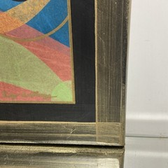 VTG. Mix Media on Board abstract painting 15 1/4″x15 1/4 Signed Numbered