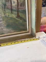 Real Signed Oil On Canvas Painting Realism Old Church Chapel Grave 23×26”