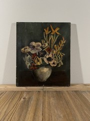 1935 Japanese Antique Flower Still Life Oil Painting Antique Art Decro