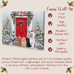 Poodle Dog Canvas .75″ Personalized Digital Painting Christmas NWT