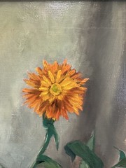 Julius Delbos „Marigolds“ SIGNED 31″x28.5″ Oil on Canvas