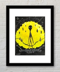 Original Abstract Alien Silhouette – 14×11″ Acrylic Painting / Mixed Media Paper