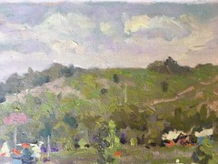 Oil painting Village Ukrainian painter Canvas Unframed Decor original landscape