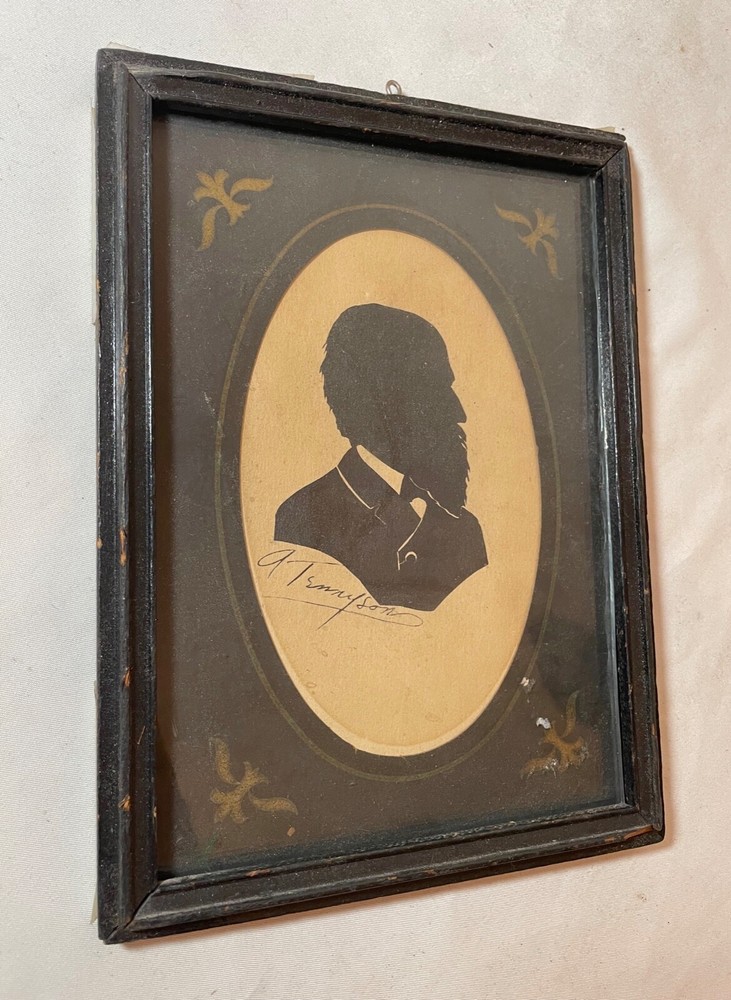 antique 1800’s ALFRED Lord TENNYSON man original silhouette portrait art