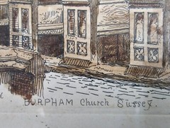 ART – Vintage Signed Richard Nibbs Etching 15×13 Framed VTG Art Church In Sussey