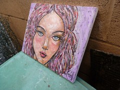 THE EYES HAVE IT wow oil painting eyes canvas NEW original 8×10 signed Crowell