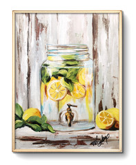 Lemon Jar Painting 12×16 Original Kitchen Wall Art Rustic Farmhouse Decor