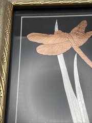 Framed Copperfoil Dragonfly Picture Artist Signed R. Leigh Walker 2022