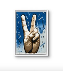 Original Abstract Peace Sign Hand Painting 9×12 paper Modern Wall Art Home Decor
