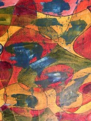 original artist Oil painting Circus Signed Abstract panel inspired by Joan Miro