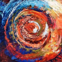 Abstract oil painting „origin of the earth“ 50×50 cm original painting on canvas