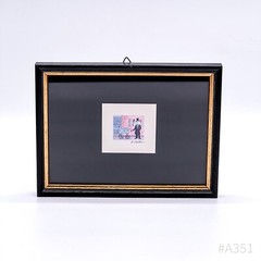 Vintage Bilderrahmen mit Miniaturmalerei signiert D. Cenac (14,5 x 18,5 cm)