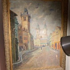Large rare painting of PRAGUE Praha by Karel Hynek Tršický CZECH Czechoslovakia