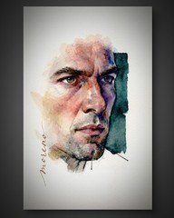 Original Watercolor Painting Classical Male Figure Book Page 5.5 × 8.5 inches)