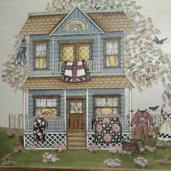 Country Style Watercolor And Ink Original Painting birds animals