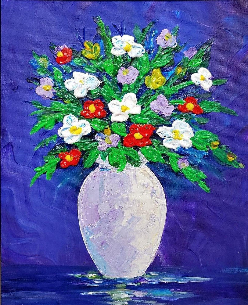 ORIGINAL Acrylic Floral Painting on Canvas Pannel size 8 x1 0 inches