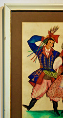 Watercolor- Framed Signed- Helen Kubikoski Polish Folk Dance Kujawiak Vintage