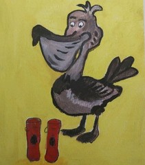 GAT Oil Painting ORIGINAL Art COLLECTIBLE 6×9 Pelican outsider Artist Signed