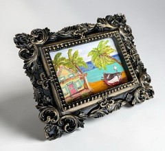Key West vacation 🏝️ beach house mini print in vintage style ornate frame