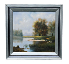 Post-Impressionist Landscape Painting, Oil on Canvas, Signed, Framed
