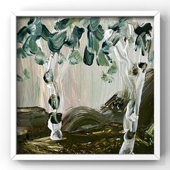 Upper Peninsula Michigan Birch Forest Landscape Abstract Nature Painting Framed