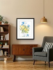 Original Urban Flowers in a Vase Doodle Modern Bright Pop Art 11×14 on Paper