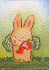 Aceo Mixed Media Art Card Bunny