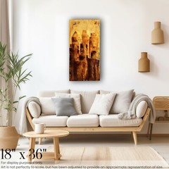 Oil Painting Cityscape Landscape Abstract Skyline Modern Gold 18 by 36 AMA
