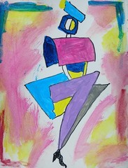 Expressionism/Abstract 11×14 Fashion Lady Signed Hand Made Street Art Painting