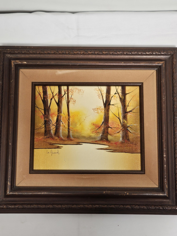 Albert LeGrand „Autumn In the Woods“ Scene Oil on Canvas Painting Signed