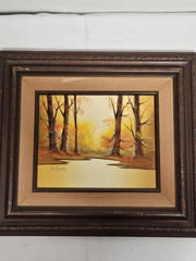 Albert LeGrand „Autumn In the Woods“ Scene Oil on Canvas Painting Signed