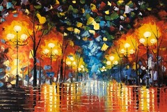 Rain Night, Oil Painting Hand Painted,91 X 61 cm, A01