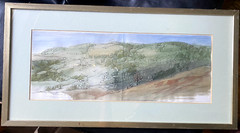 Watercolor and Feather Inventory Stamp – Illegibly Signed Dated Sketch Frame
