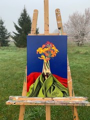 Painting Original, Still Life, Oil on Canvas Linen, 16 1/8in x 10 5/8in