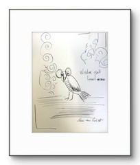 Whimsical Bird 9″x12″Original Paper Ink Encouragement Home Decor Art