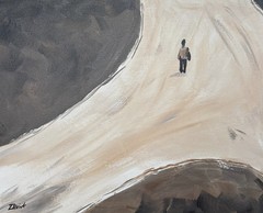 Black and White Sepia Tone Painting 11×14 Canvas Original Minimalist Art