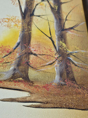 Albert LeGrand „Autumn In the Woods“ Scene Oil on Canvas Painting Signed