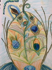 Peacock’s Feather Abstract Painting Collectable Moody Virgo Early Work Watercolo