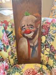 Brother Matthew Clown oil on carved wood