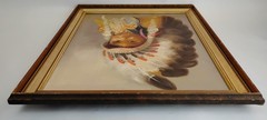 Lil Chief Oil on Canvas Signed L Williams Native American Boy 23×19 Original MCM